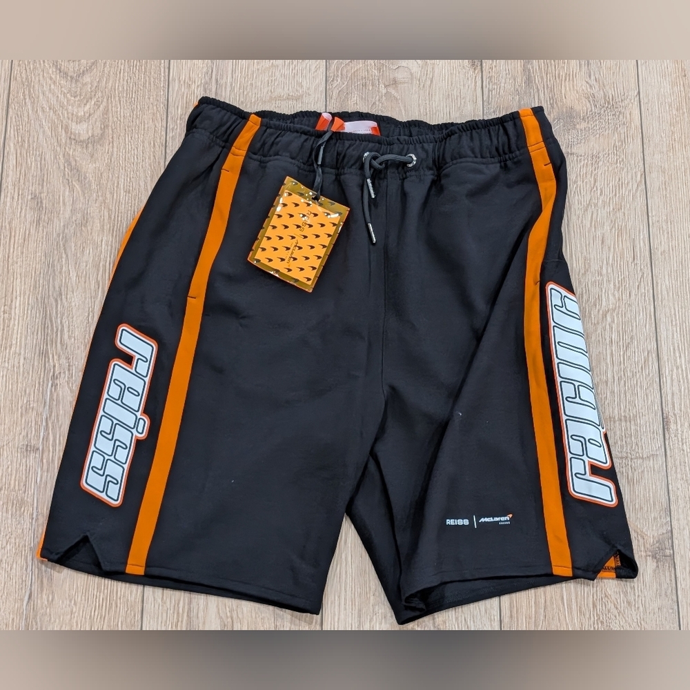 $210 Mens REISS x McClaren F1 Team Ride Shorts Black/Orange Medium